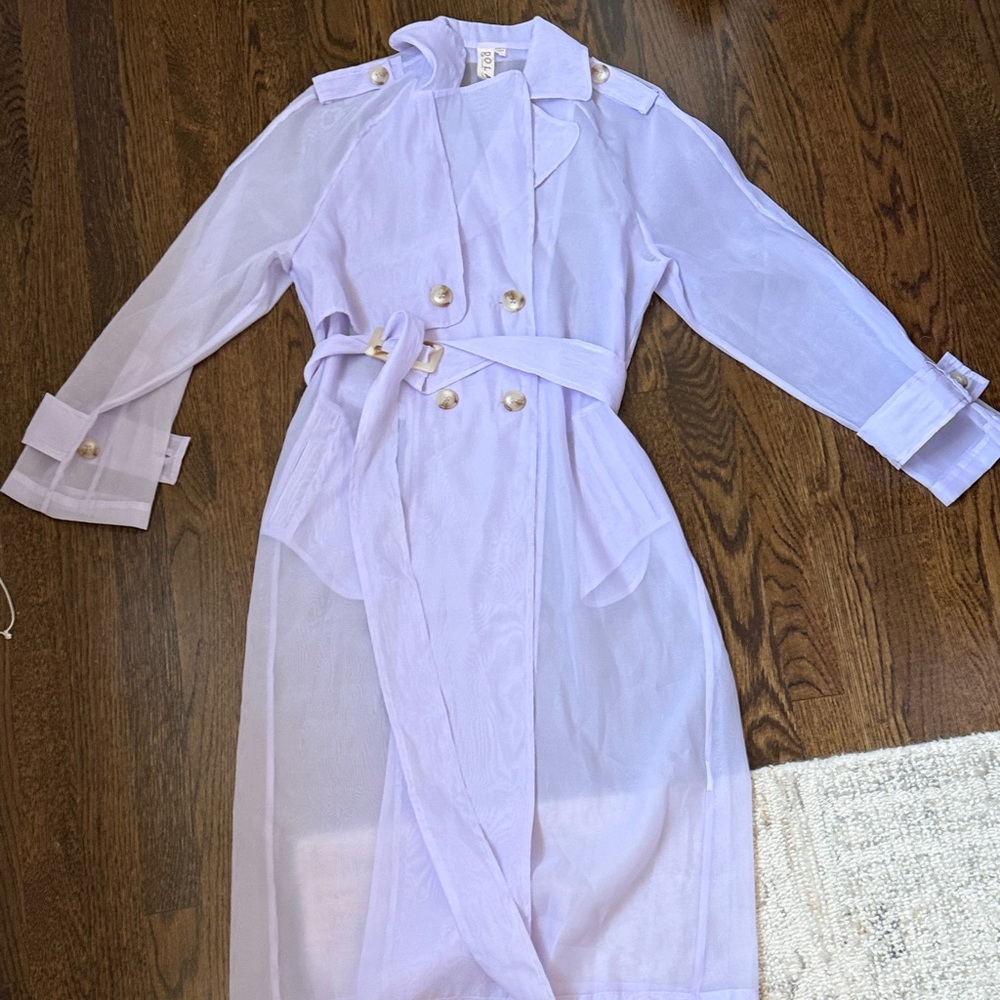 Anthropologie Sheer Lavender Trench Coat